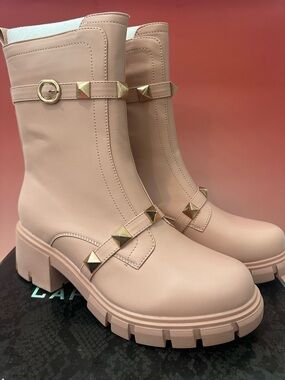 Cape Robbin Studded Chunky Sole Ankle Boots – Blush Pink
